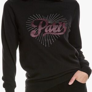 NWT Nanette Lepore Paris rhinestone bling crew neck sweater Size Large